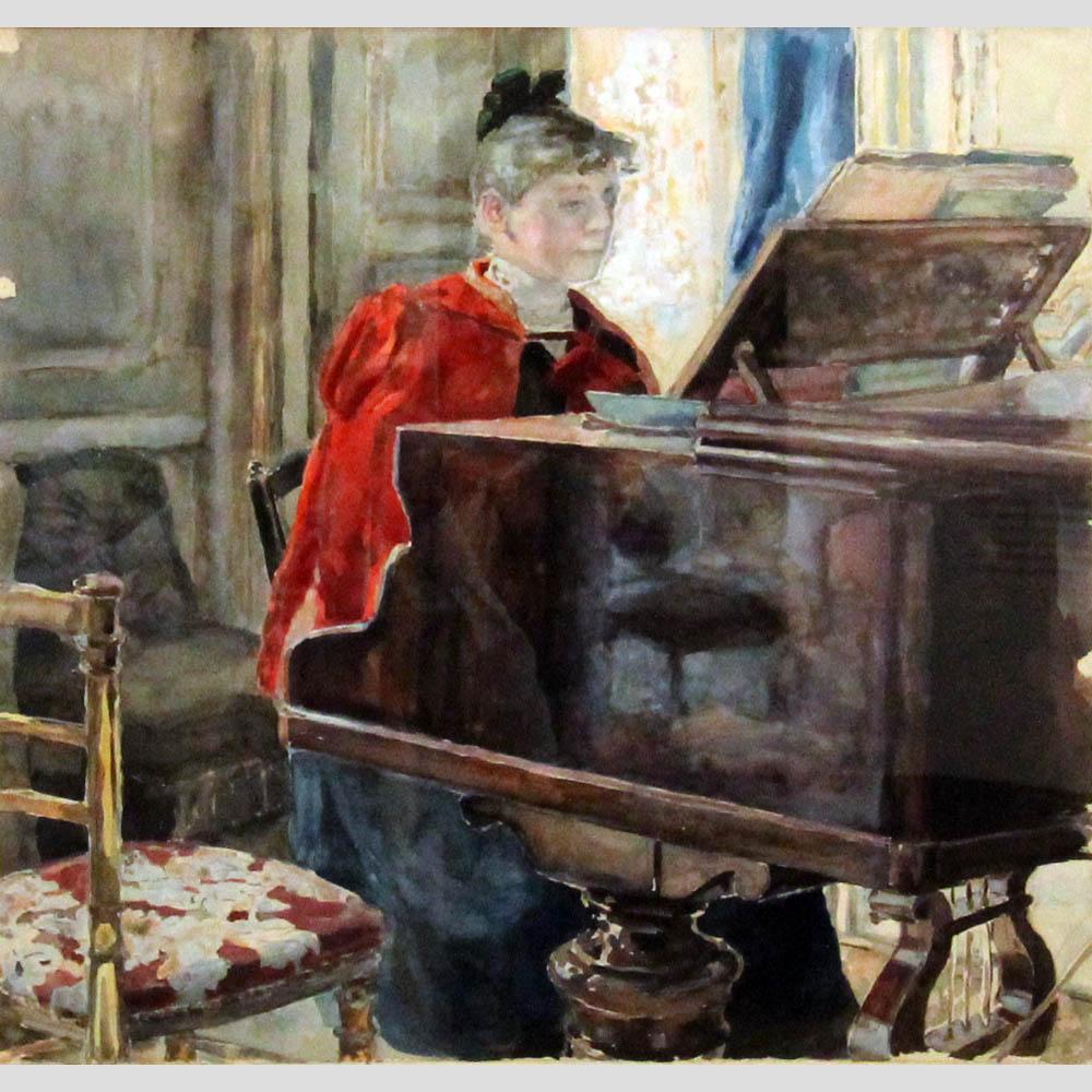 Мария Якунчикова-Вебер. За роялем. Вт. пол. 1880-х