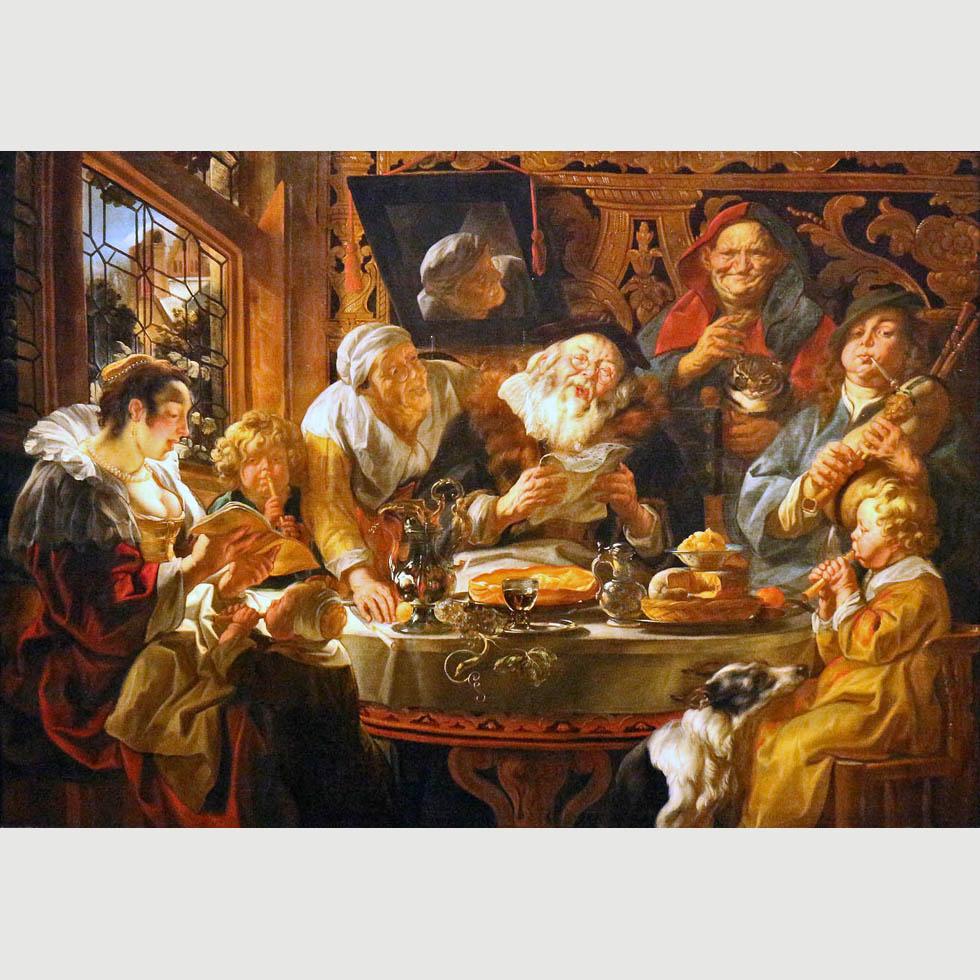 Jacob Jordaens. As the Old Sang, so Pipe the Young. 1644