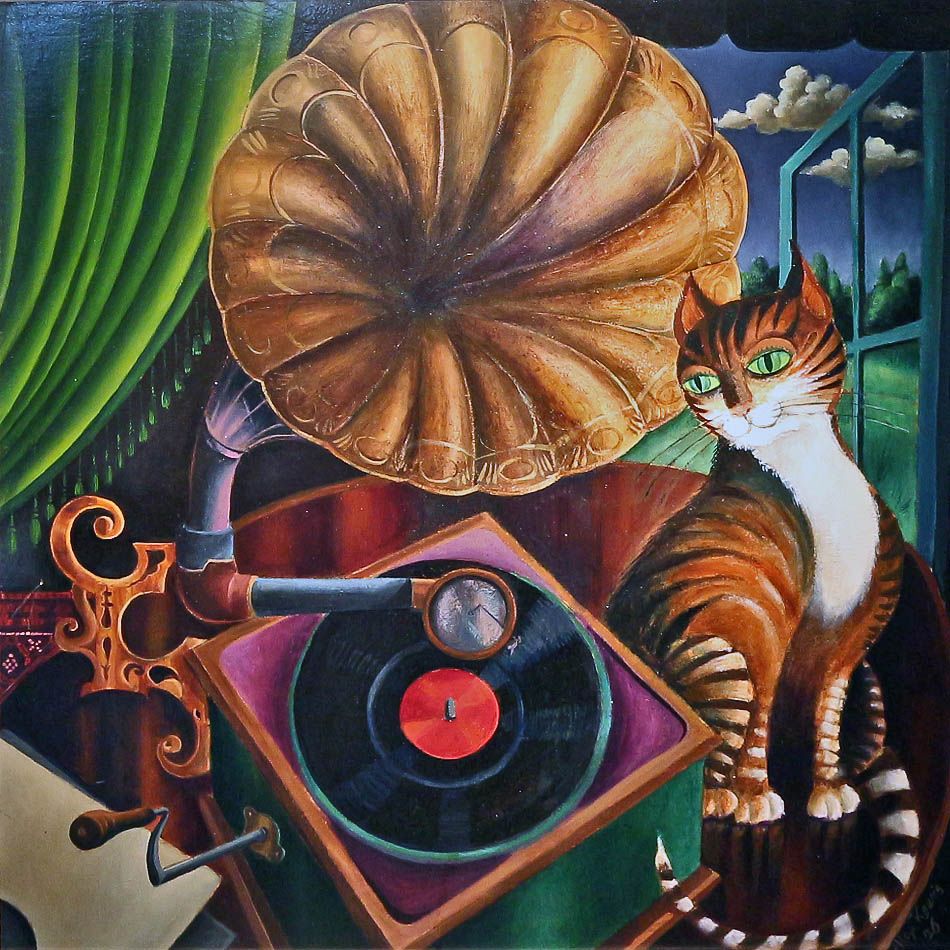 Max Keuris. Cat and Pathephone. 1976
