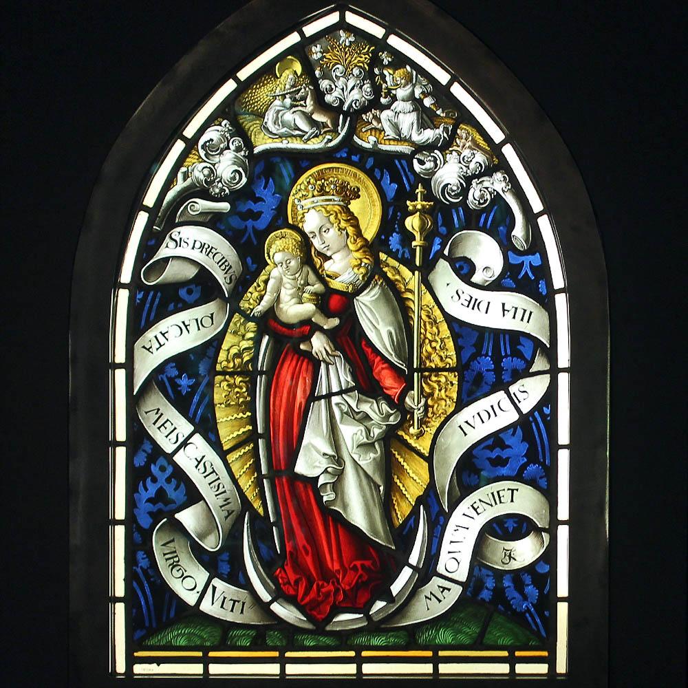 Karl Jennis. Virgin and Child. Stained glass. 1896