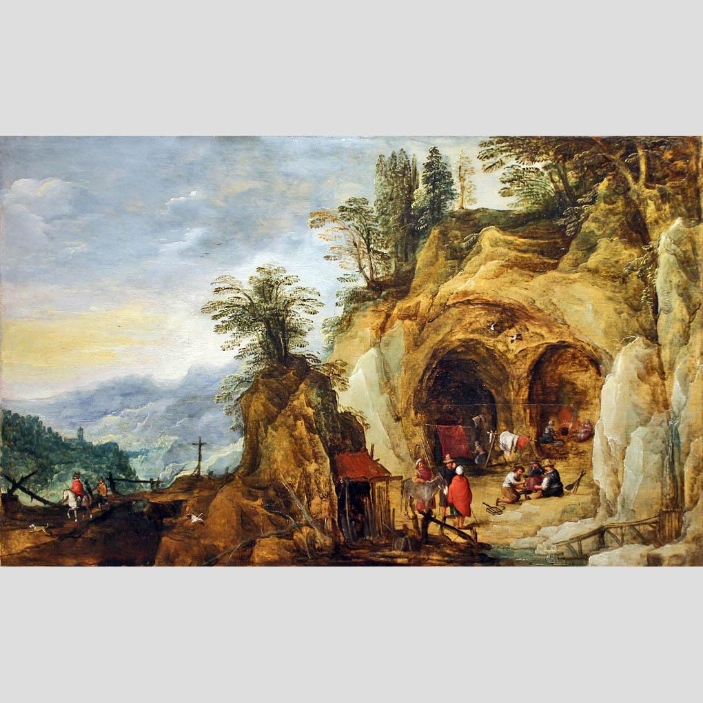 Joos de Momper. Mountain Landscape with Inhabited Caves. 1610