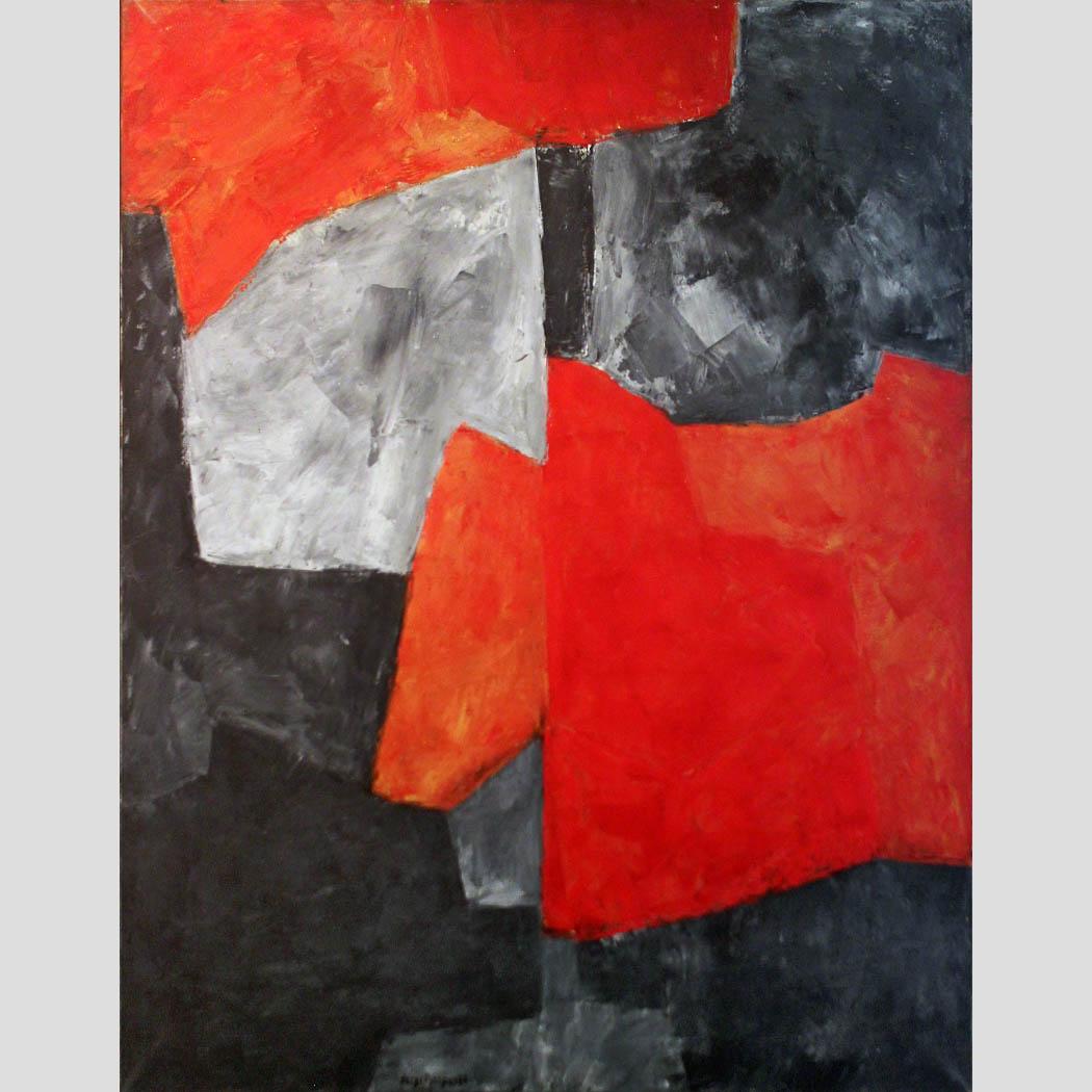 Serge Poliakoff. Composition gris et rouge. 1964