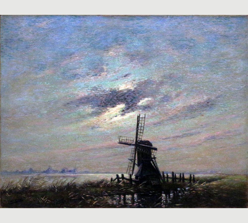 Casper Martinus Leenderd Kouw. Landscape with windmill