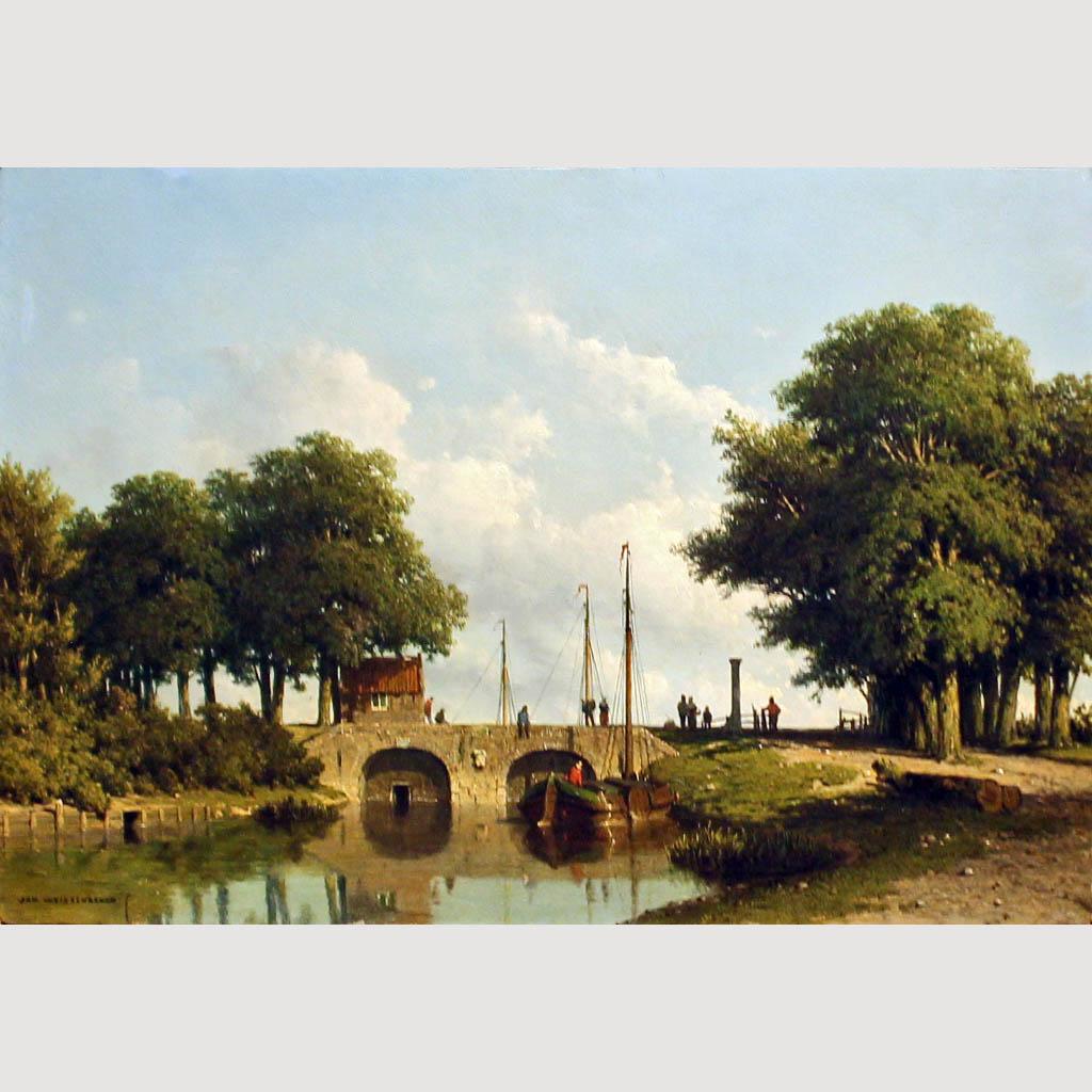 Jan Weissenbruch. Landscape with Sluice. 1855