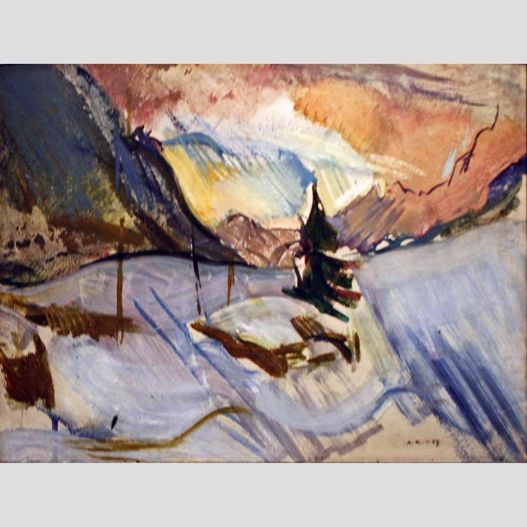 Антон Колиг. Зимний пейзаж (Winter Landscape). 1917, картон, м.