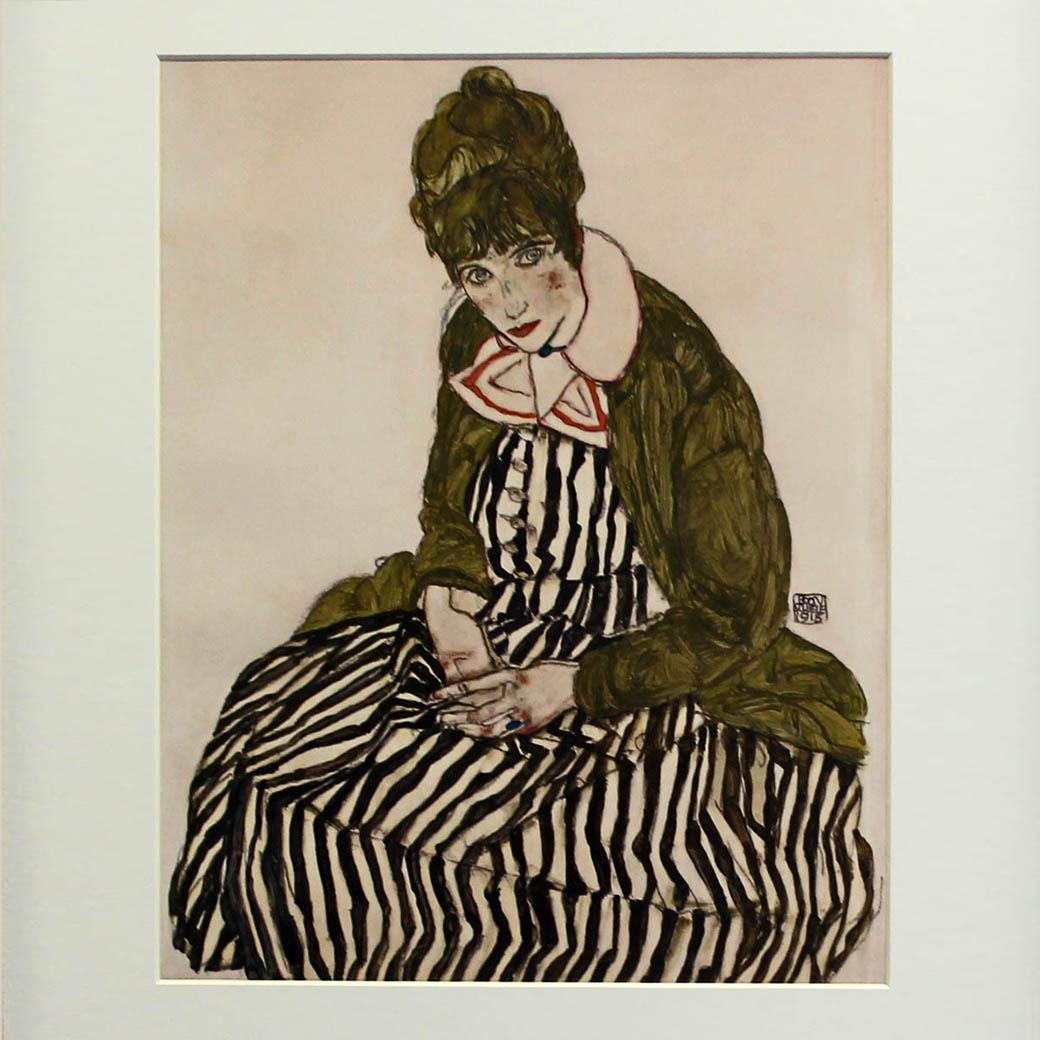 Egon Schiele. Edith Schiele with Stripped Dress. 1915