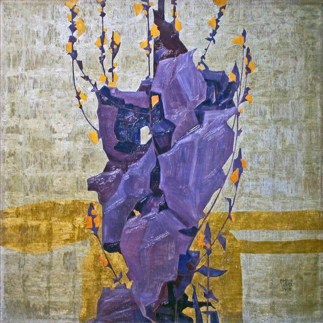 Egon Schiele. Stylized Flowers on Decorative Background. 1908