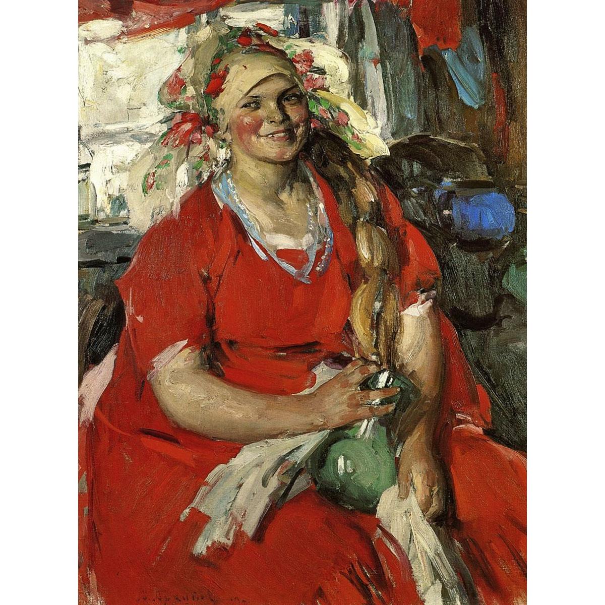 Абрам Архипов. Женщина в красном. 1919