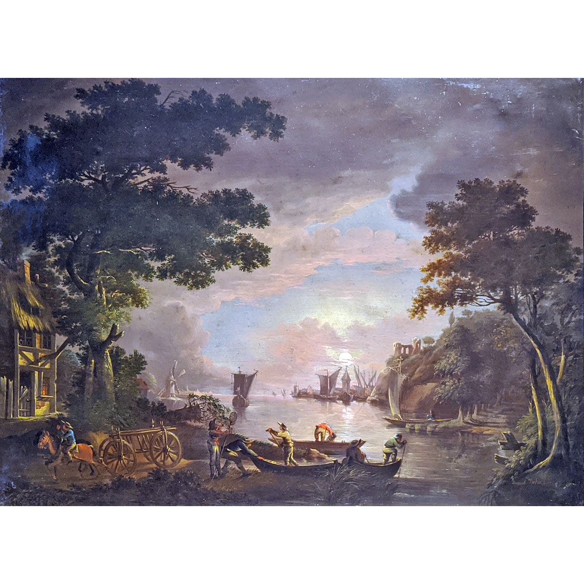 Август Урлау. Рыбаки в лунную ночь. 1820-е