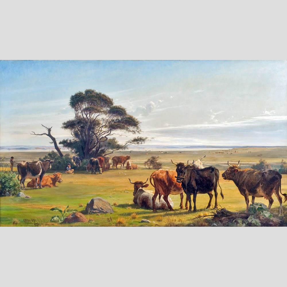 Carl Otto Haslund. Cows in Medow. 1872